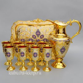 Серебряный набор для воды с позолотой - ндв019