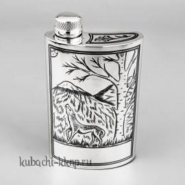 Серебряная фляга «Волк» - фл030
