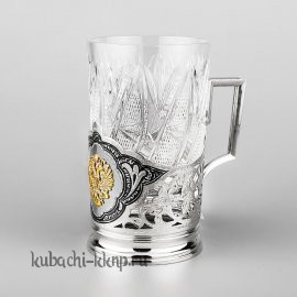 Подстаканник с позолоченным гербом - пд043