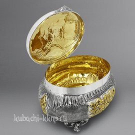 Серебряная шкатулка для хранения драгоценностей - шк011