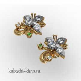 Серьги из золота с цветными фианитами - e00059