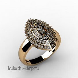 Классическое золоте кольцо с фианитами - 00055r