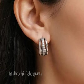 Серьги серебряные 925 пробы дорожки с фианитами - яс18