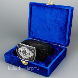 Ремень с серебряной бляхой Кубачи - рм005