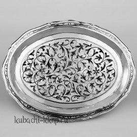 Поднос из серебра «Орнамент» - пдн032