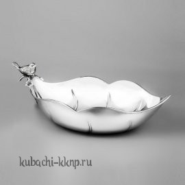 серебряная конфетница с птичкой средн. - кф119