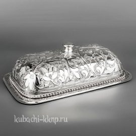 Серебряная масленка без чернения с гравировкой - мс04