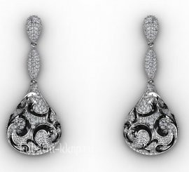 Серьги висячие из белого золота - e00013-A