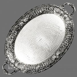 Поднос серебряный с ручками - пдн0008