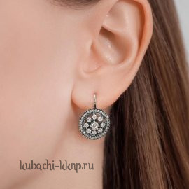 Серебряные серьги крупные с фианитами - с247н