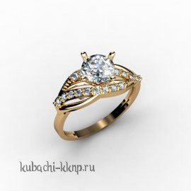 Женское золотое кольцо с крупным фианитом - 00039r