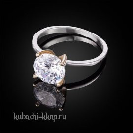 Кольцо из серебра с крупным фианитом - Ag-к68