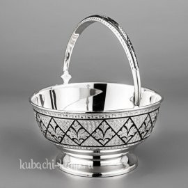 серебряная конфетница - корзинка - кф138