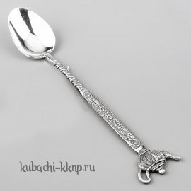 Серебряная ложка с красивым чайником - л00062