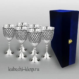 Набор из шести серебряных бокалов в современном стиле - бк32-6