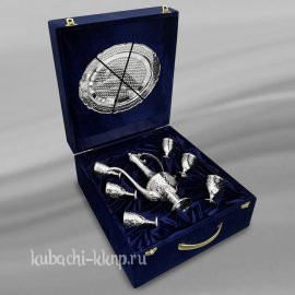 Оригинальный серебряный коньячный сервиз на шесть персон - КС0012