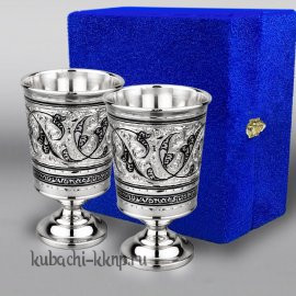 Набор серебряных стаканов на ножке - ст116-2