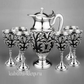 Серебряный кувшин с шестью фужерами - ндв075