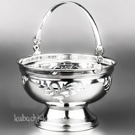 Серебряная корзинка «Резная» (большая) - кф081