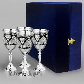Набор из четырех серебряных рюмок на 50 мл - р050-4