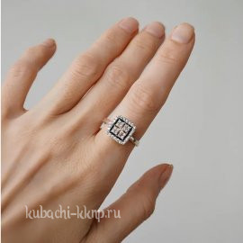 Кольцо восточное серебряное 925 с фианитами Кубачи - як6