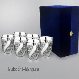 Набор из шести серебряных стаканов 925 пробы 