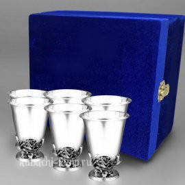 Набор из шести серебряных стаканов с оригинальной ножкой - ст041-6