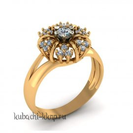 Кольцо з золота с фианитами 