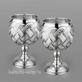Набор серебряных бокалов для бренди или коньяка - бк067-2