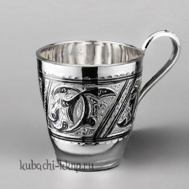 Серебряная кружка с капельками чернения - кр117