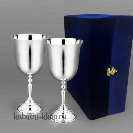 Набор серебряных глянцевых фужеров для вина - ф138-2