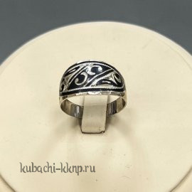 Кольцо серебряное Кубачи с чернью Избранница - Ag-к147
