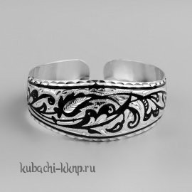 Серебряный браслет Кубачи с черненым орнаментом - БР122