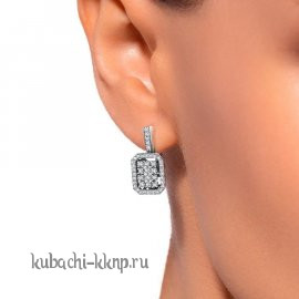 Серьги серебряные 925 с фианитами Кубачи ручная работа - яс11