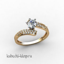 Нежное золотое кольцо с фианитами - 00036r