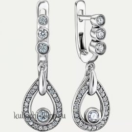 Серьги серебряные 925 пробы с камнями - вс919