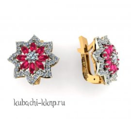 Серьги из золота с цветными камнями - 00096e