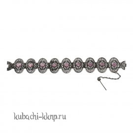 Серебряный браслет с филигранью и розовыми фианитами   - Ag-бр13