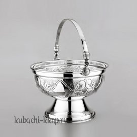 Серебряная конфетница «Узор» мал - кф029