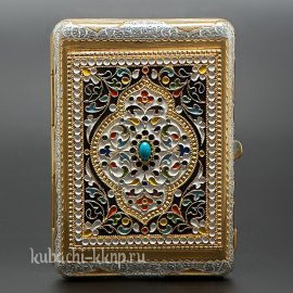 Портсигар из серебра с цветной эмалью - пдс005