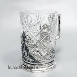 Серебряный подстаканник с открытыми боками - пд080