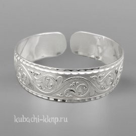 Женский кубачинский браслет из серебра без чернения - БР251