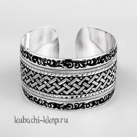 Кубачинский браслет из серебра с греческим орнаментом - БР217