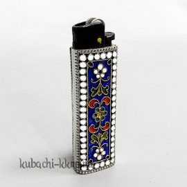 Зажигалка Серебряная с эмалью 