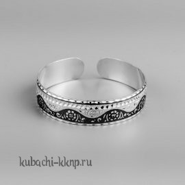 Серебряный браслет Кубачи черненой волной - БР133