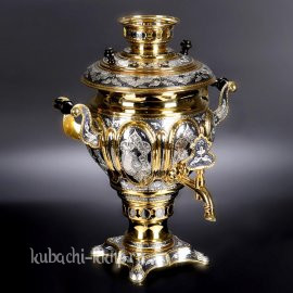 Серебряный самовар «Маленький» с позолотой - cм003