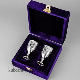 Набор серебряных рюмок на маленькой ножке «На двоих», 46 мл - р0009-2