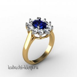 Кольцо из золота с камнем под сапфир - 00046-6r