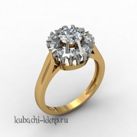 Золоте кольцо с фианитами 