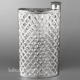 Большая серебряная фляга без чернения. - ФЛ125б